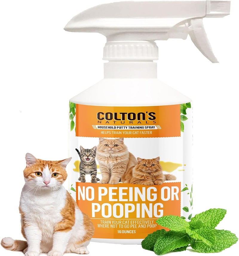 Colton's Naturals رذاذ تدريب القطط على عدم التبول والتبرز، 100% طبيعي - رذاذ غير سام لمنع التبول والتبرز - مصحح رائحة طبيعي لمنع علامات البول - ابق بعيدًا عن تدريب صندوق القمامة (16 أونصة) - Image 1